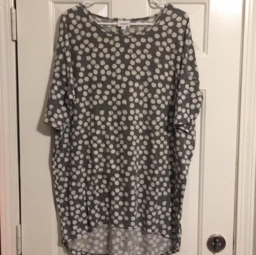 Polka dot grey lularoe top